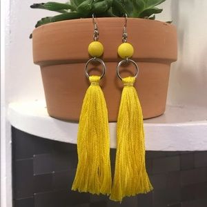 Hand made yellow tassel earrings